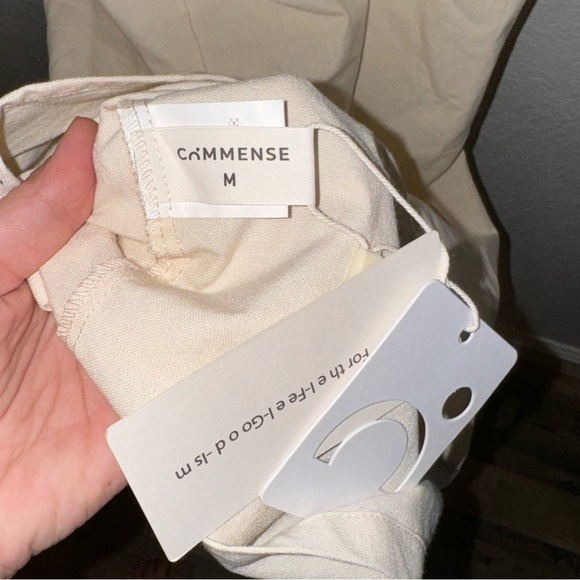 COMMENSE NEW Ivory Linen Blend Open Back Sleeveless Midi Dress M - Picture 6 of 7